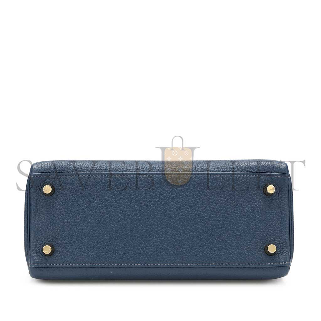 H**mes blue togo retourne kelly 25 gold hardware (25*17*7cm)